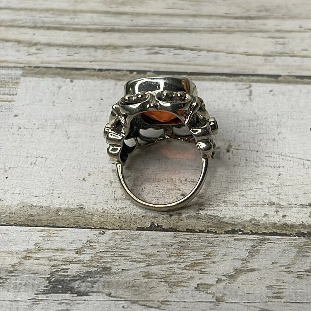 Nicky Butler Sterling Silver Orange Quartz Statement Ring Bali Style